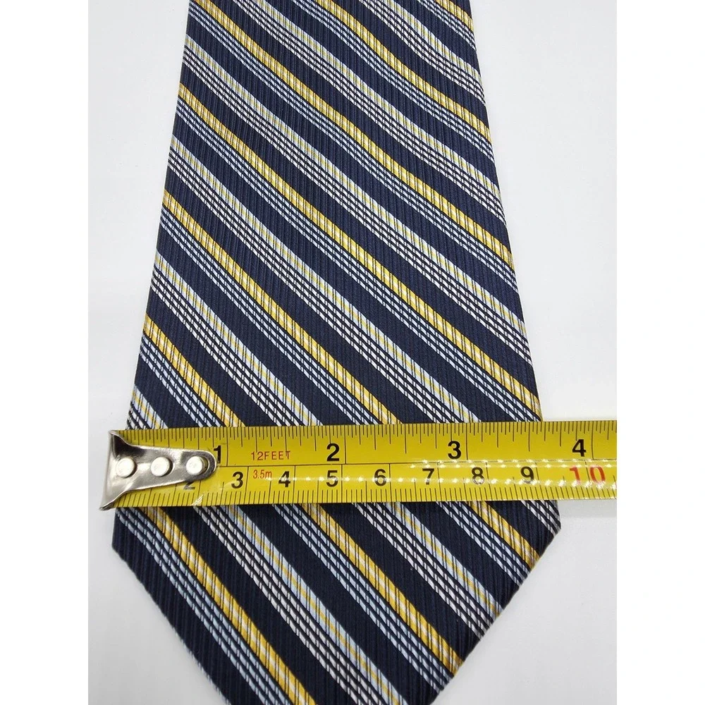 Express Blue Yellow White Striped Necktie Italian Silk Tie 58